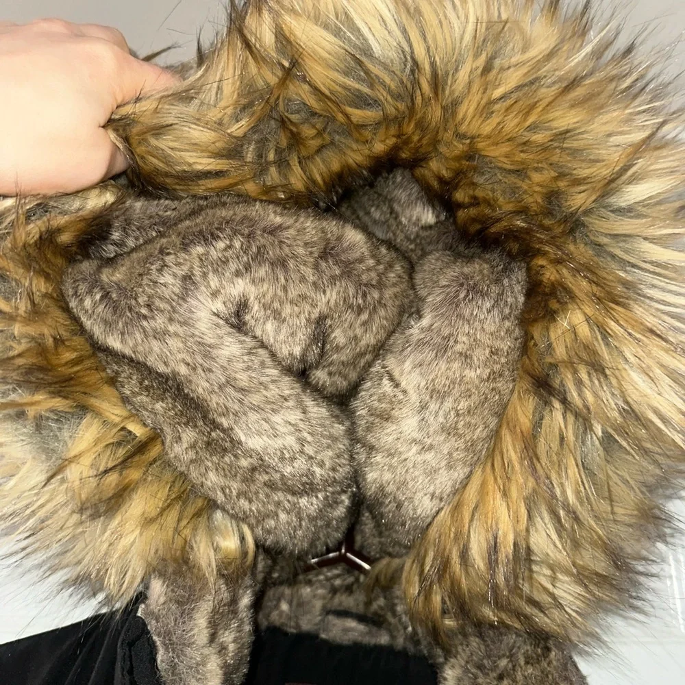 Vince Camuto Black Puffer Coat with Fur Hood - Picture 3 of 8